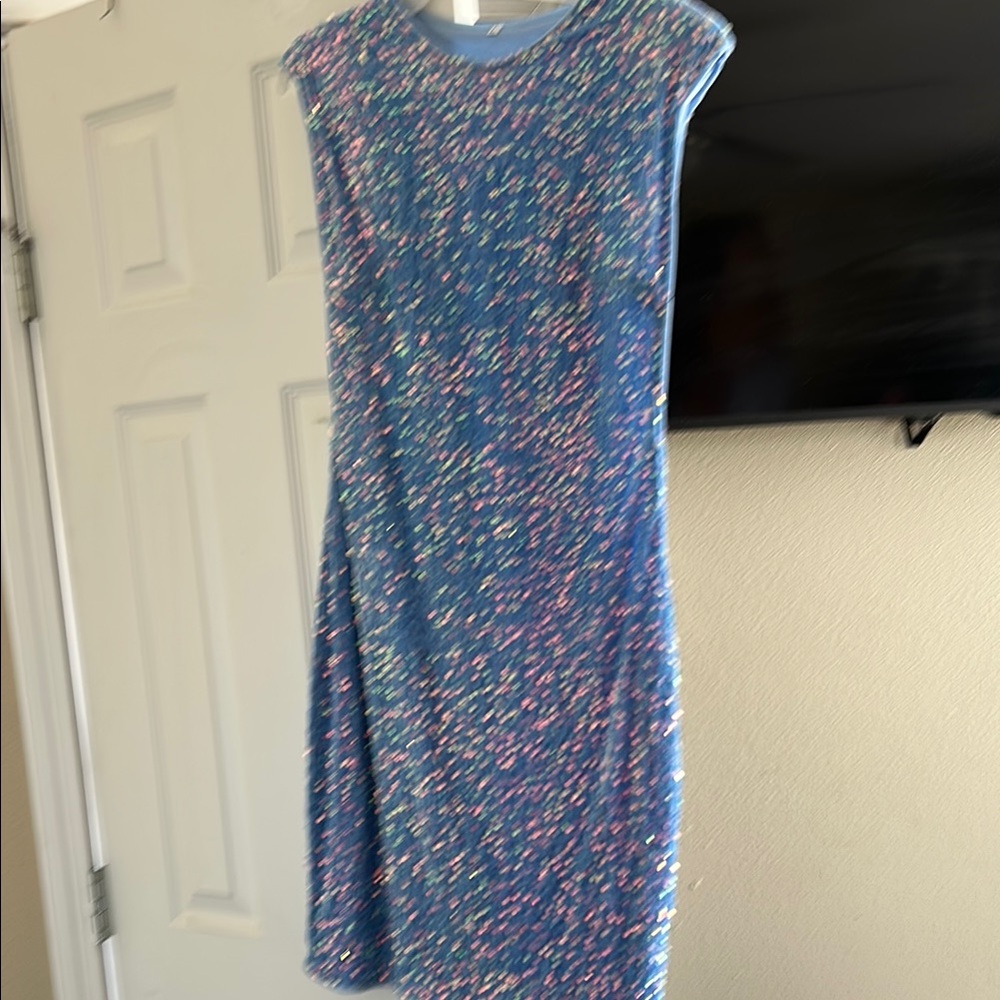 Elegant Blue Sequin Dress